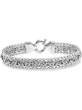 Handmade 925 Sterling Silver Byzantine Bracelet for Women | Classic Link Chain